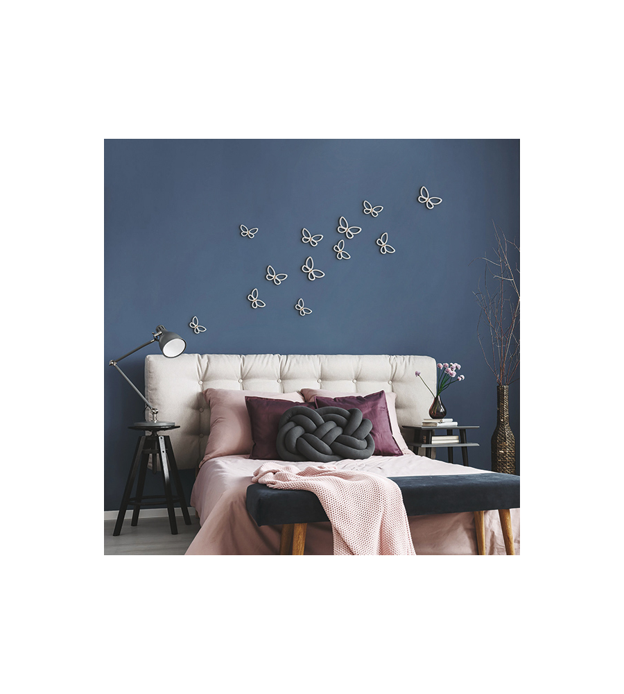DECORO MURALE 3D "WHITE METAL BUTTERFLIES"